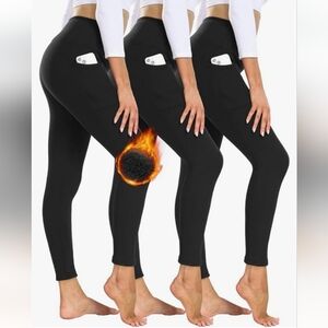Showitty Women’s 3 Pack Leggings W/Pockets Black Xl